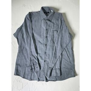 Yves Saint Laurent Dress Shirt Mens Large Black Check Button Down Long Sleeve